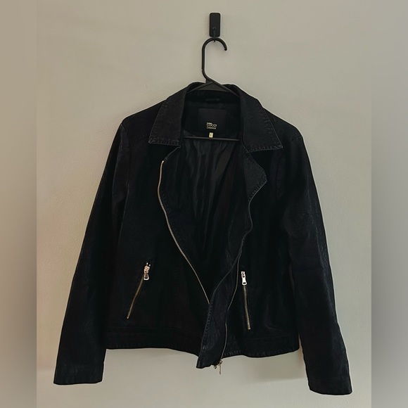 Stefano Cocci Vegan Suede Black Full Zip Moto Jacket | Size L - Picture 2 of 6